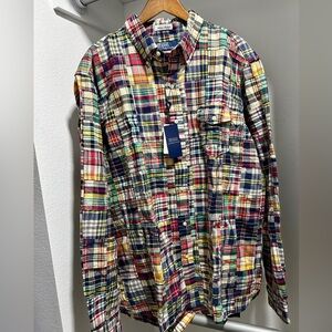 Polo Ralph Lauren Madras Patchwork Plaid Button Down. XXL. NWT